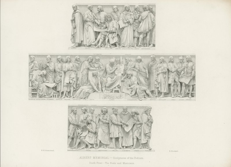 Sculptures on the podium of the Albert Memorial by Henry Hugh Armstead