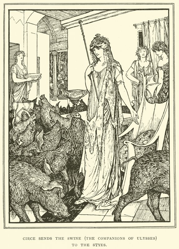 Circe Sends the Swine (The Companions of Ulysses) to the Styes by Henry Justice Ford