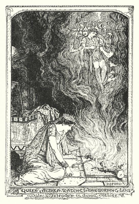 Queen Althea Watches the Burning Log While Meleager is Dying Outside by Henry Justice Ford
