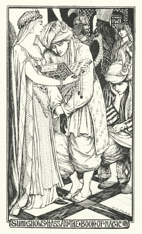 Sumi Shows Hassan the Book of Magic by Henry Justice Ford
