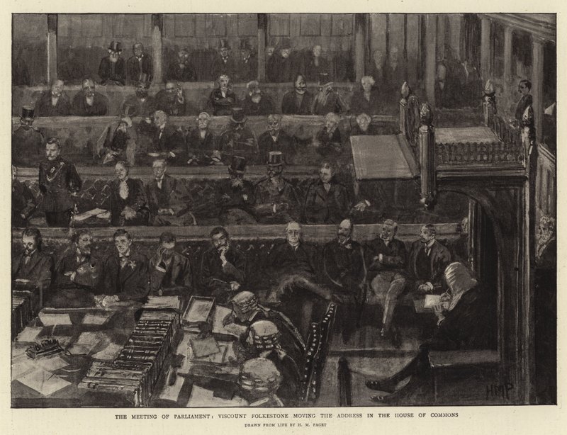 The Meeting of Parliament, Viscount Folkestone Moving the Address in the House of Commons by Henry Marriott Paget