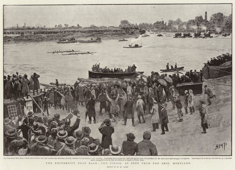The University Boat Race, the Finish, as Seen from Ship, Mortlake by Henry Marriott Paget