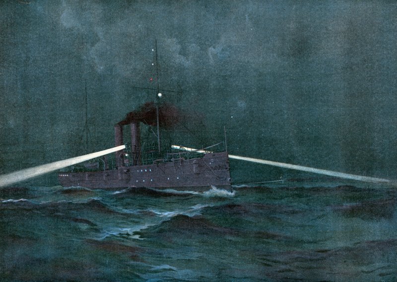 The Enforcement of the Neutrality Laws with Spain, The Cruiser Montgomery and the Gun-Boat Annapolis Patrolling Cuban Waters in Search of a Filibustering Schooner by Henry Reuterdahl