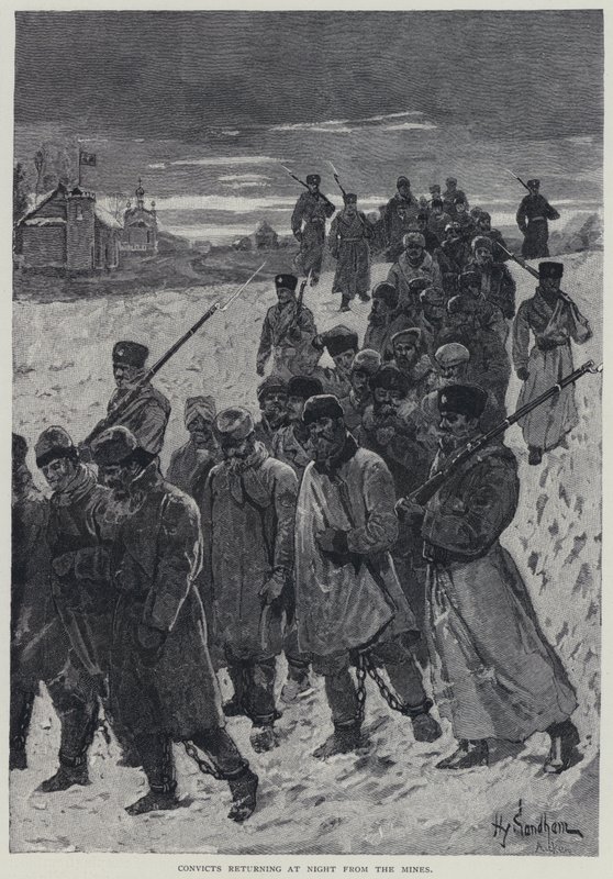 Kara, Convicts returning at night from the mines by Henry Sandham