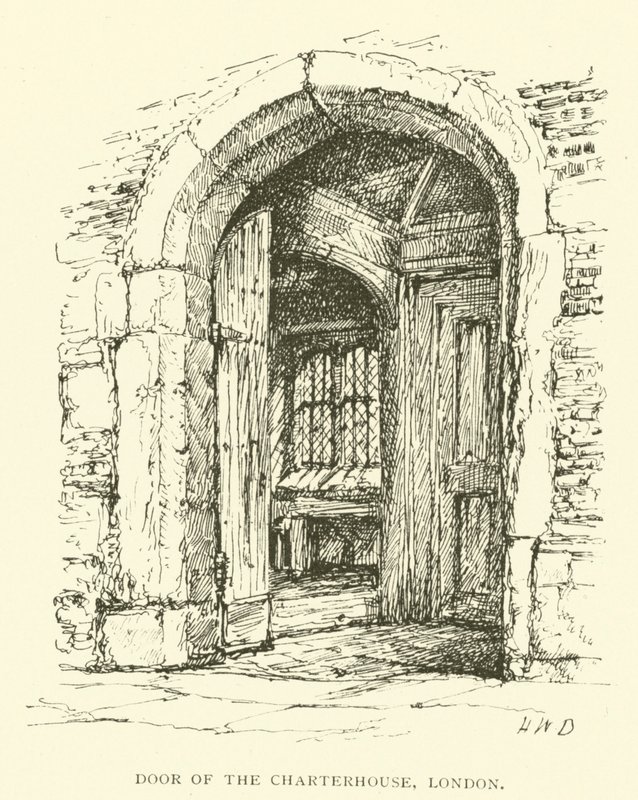 Door of the Charterhouse, London (engraving) by Henry William Brewer