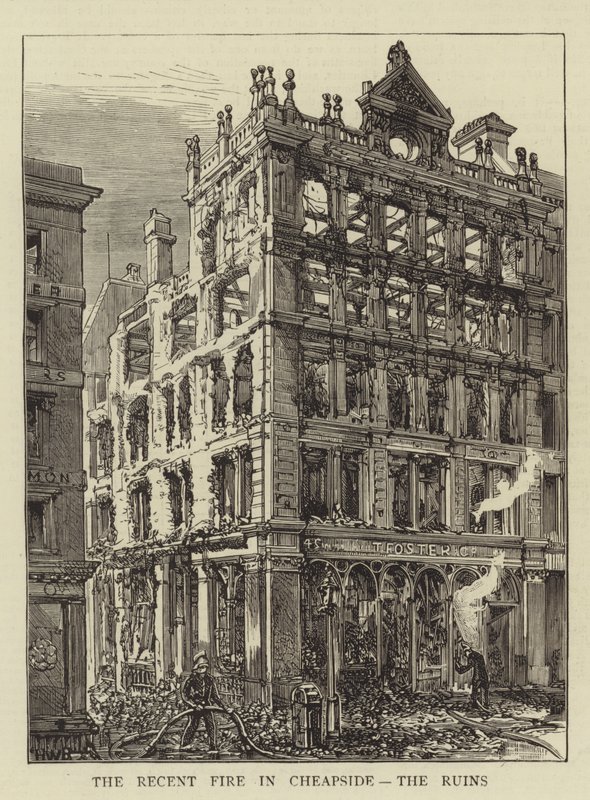 The Recent Fire in Cheapside, the Ruins by Henry William Brewer