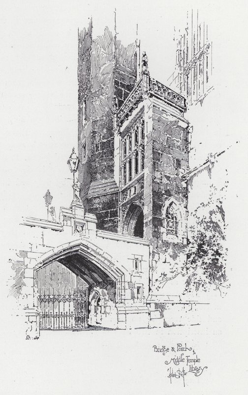 Bridge and Porch to Middle Temple Library by Herbert (after) Railton