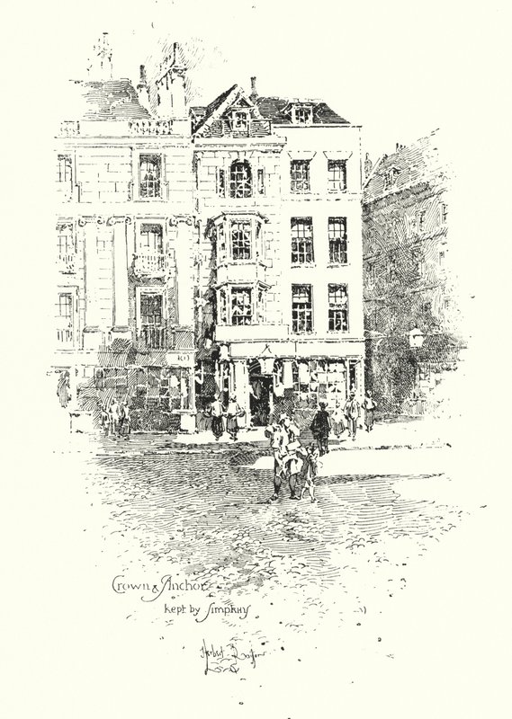 Crown and Anchor, kept by Thomas Simpkin, The Strand, London by Herbert (after) Railton