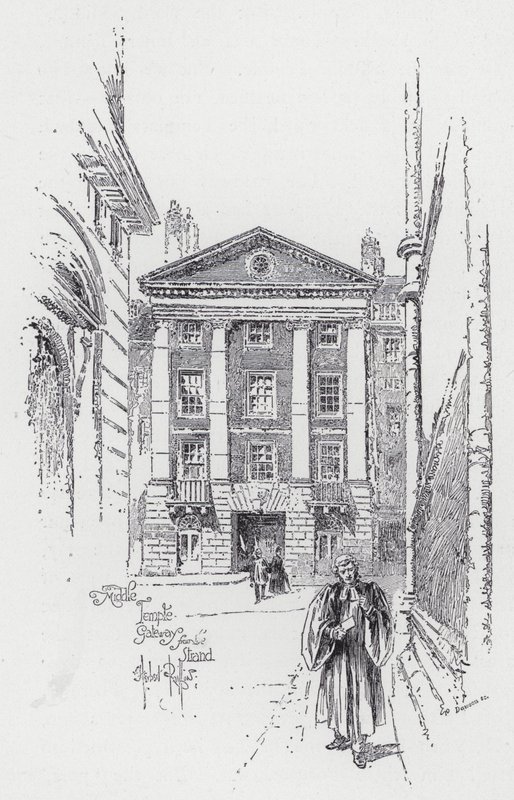 Middle Temple Gateway from the Strand by Herbert (after) Railton