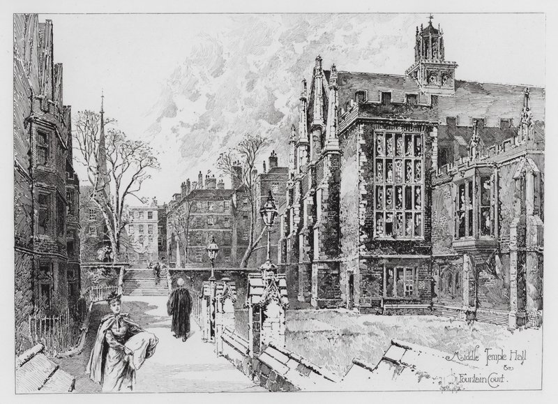 Middle Temple Hall and Fountain Court by Herbert (after) Railton