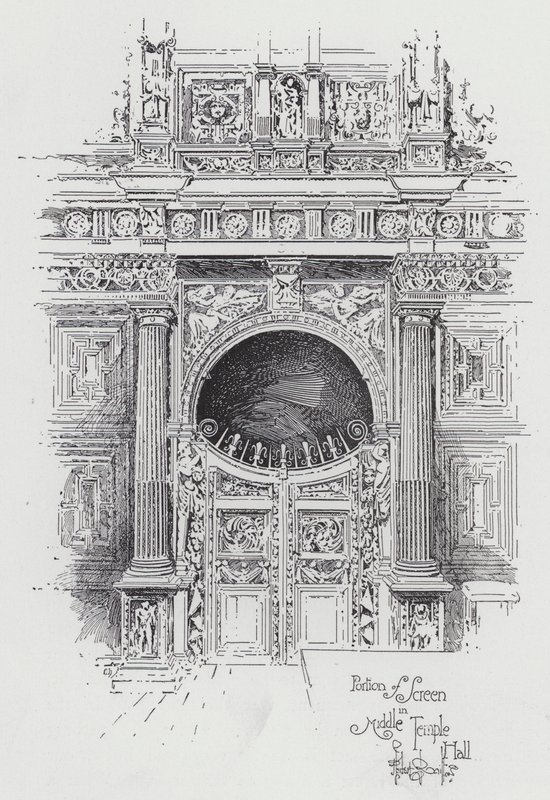 Portion of Screen in Middle Temple Hall by Herbert (after) Railton