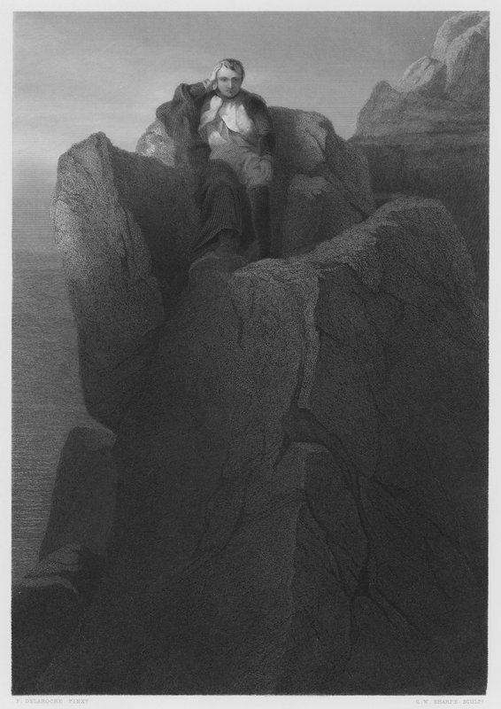 The Rock at St Helena, from the picture in the Royal Collection by Hippolyte Delaroche