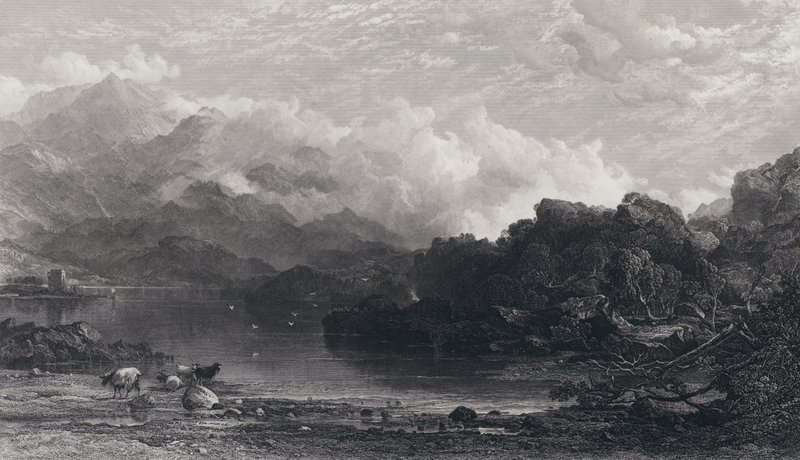 A Highland Loch, Mist resting on Mountains by Horatio Macculloch