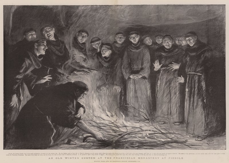 An Old Winter Custom at the Franciscan Monastery at Fiesole by Hubert von Herkomer