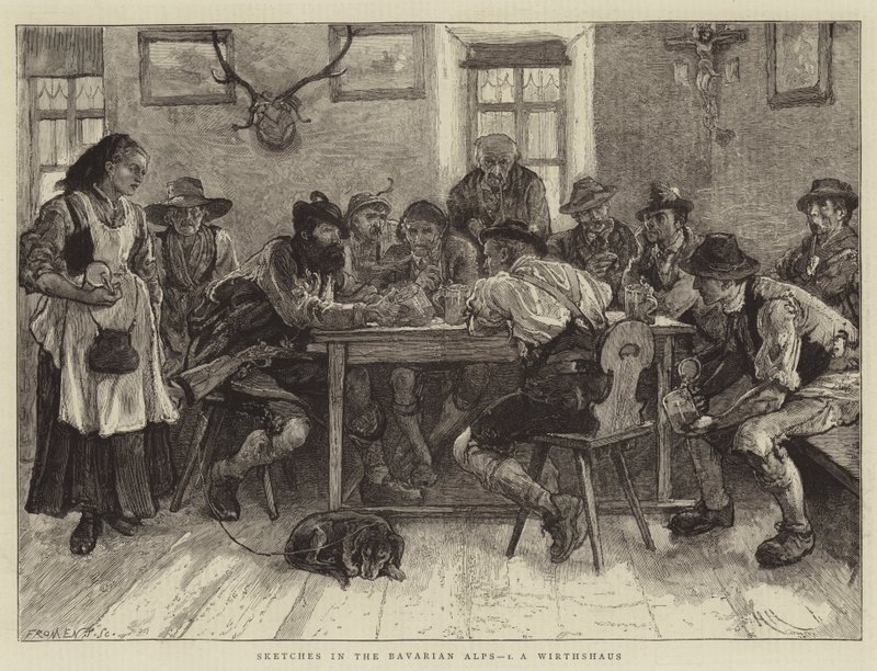 Sketches in the Bavarian Alps, I, a Wirthshaus by Hubert von Herkomer