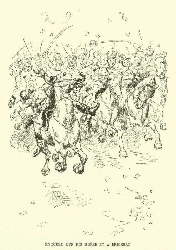 Knocked Off His Horse by a Brickbat by Hugh Thomson