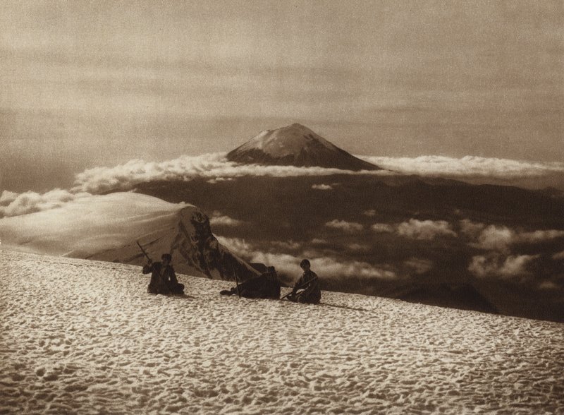 Mexico: Iztaccihuatl with view of Popocatepetl by Hugo Brehme