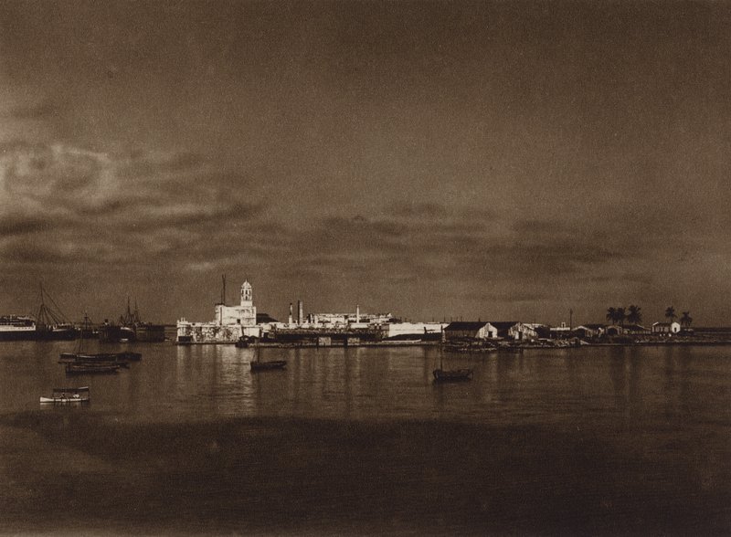Mexico: Panorama of the Port of Vera Cruz with San Juan Castle by Hugo Brehme