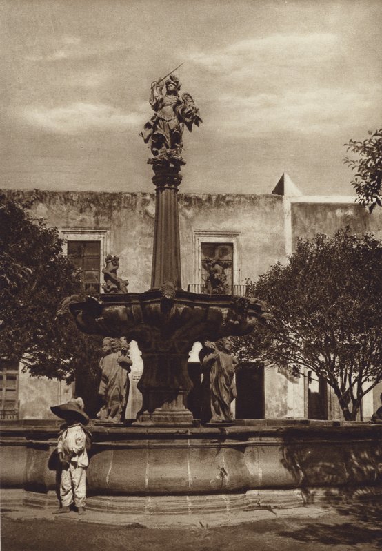 Mexico: Puebla, San Miguel Fountain by Hugo Brehme