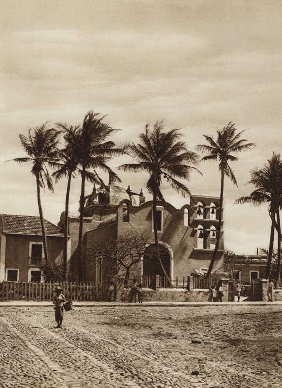 Mexico: Vera Cruz, Church with Bell Tower by Hugo Brehme