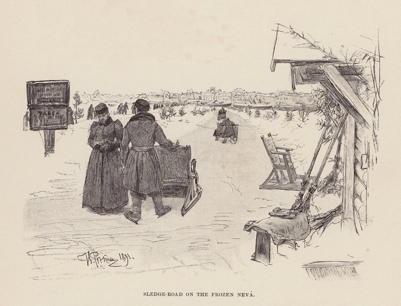 Sledge-Road on the Frozen Neva by Ilya Efimovich (after) Repin
