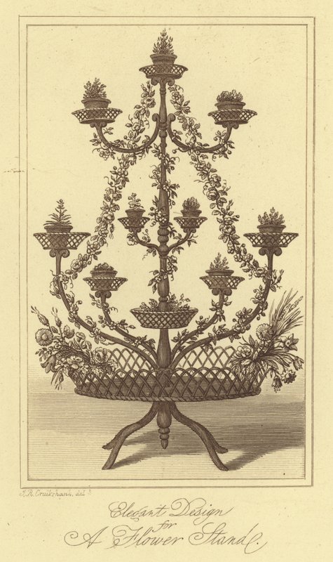 Elegant Design for a Flower Stand (engraving) by Isaac (after) Cruikshank
