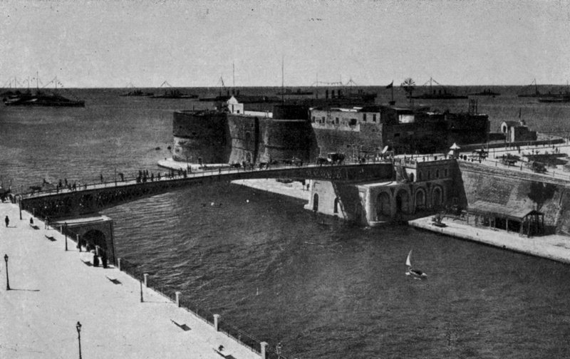 Taranto, Swing Bridge Closed, Naval Forces Gathered with Flags at Mar Grande by Italian Photographer