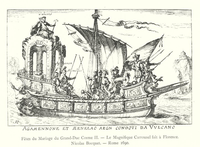 Marriage Festivities of Grand Duke Cosimo II, The Magnificent Carousel in Florence (engraving) by Italian School