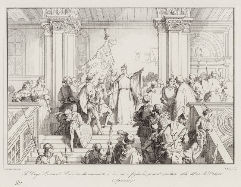 The Doge Leonardo Loredano Bids Farewell to His Two Sons Before They Depart for the Defense of Padua by Italian School