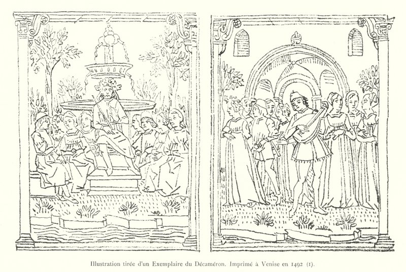 Illustration from a Copy of the Decameron, Printed in Venice in 1492, I (engraving) by Italian School