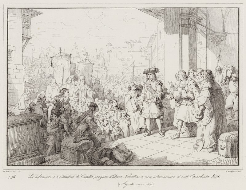 The Defenders and Citizens of Candia Beg Duke Navailles Not to Abandon the Besieged City by Italian School