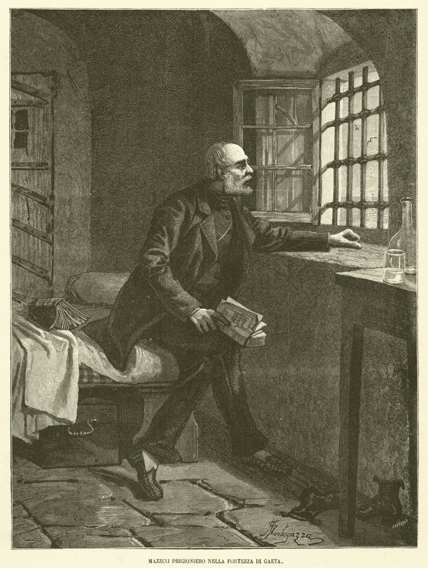Mazzini Prisoner in the Fortress of Gaeta (engraving) by Italian School