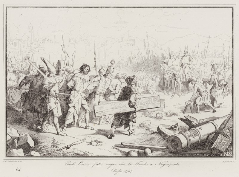 Paolo Erizzo being sawed alive by the Turks at Negroponte by Italian School