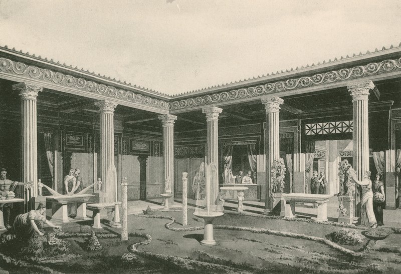The Viridarium in the House of the Vettii as it was by Italian School