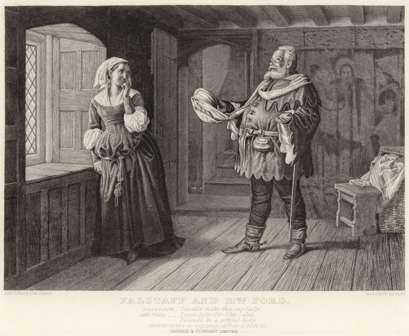 Falstaff and Mrs Ford, Merry Wives of Windsor, Act III, Scene III by J.M.L. Ralston