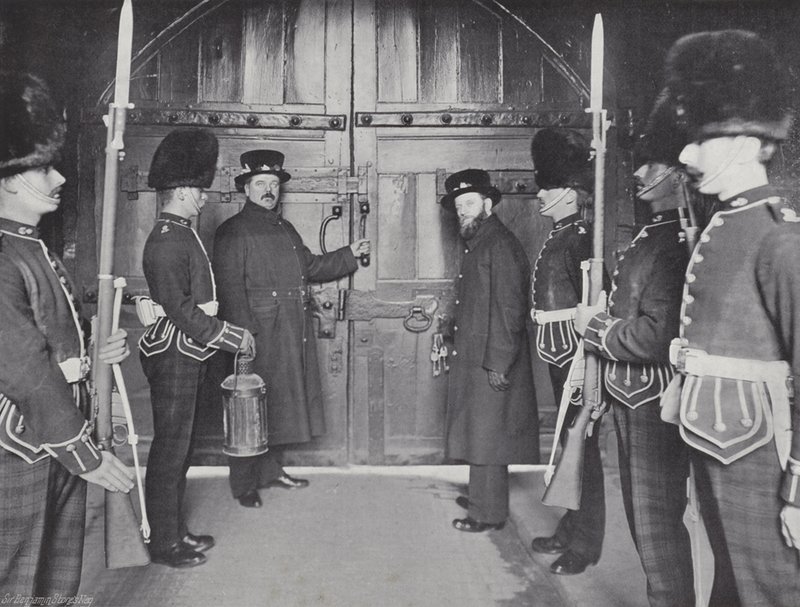 Locking the Tower Gates, Fastening Up for the Night by J. Benjamin Stone