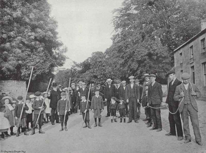 The Northumbrian Baal Fire, bringing in the Faggots by J. Benjamin Stone