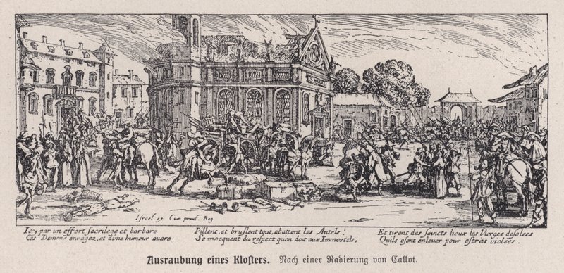 Destruction of a monastery during the Thirty Years War by Jacques (after) Callot