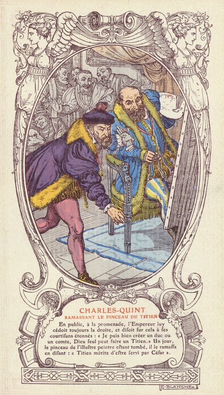 Charles V picking up Titian