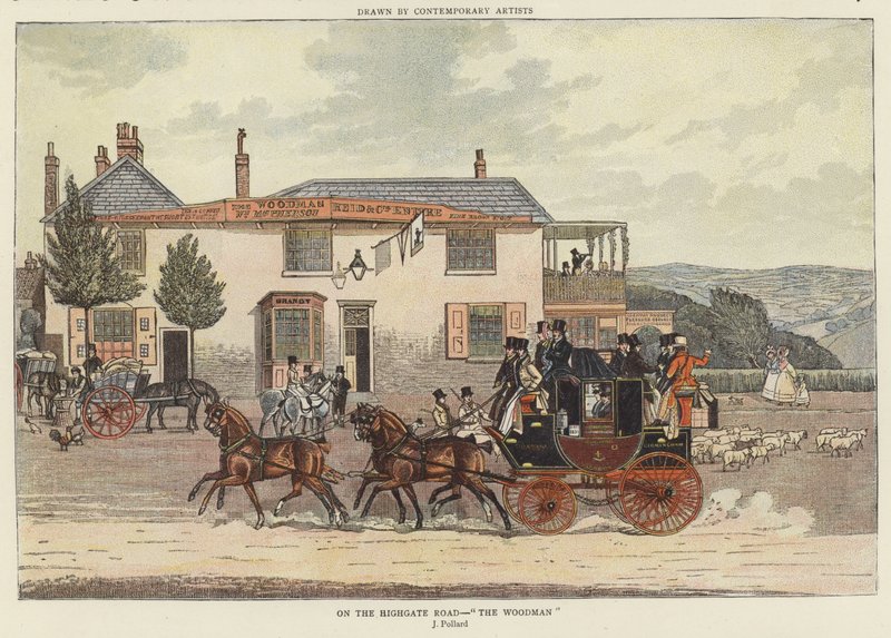 On the Highgate Road - "The Woodman" by James (after) Pollard