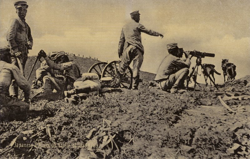 Japanese officers at the Battle of Liaoyang by Japanese Photographer