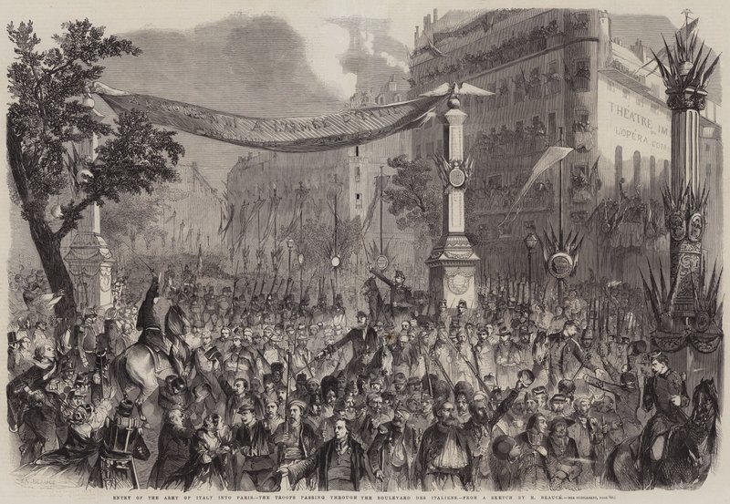Entry of the Army of Italy into Paris, the Troops Passing through the Boulevard des Italiens by Jean Adolphe Beauce