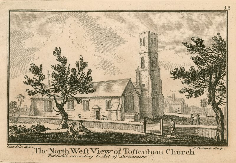 The North West View of Tottenham Church, London by Jean Baptiste Claude Chatelain