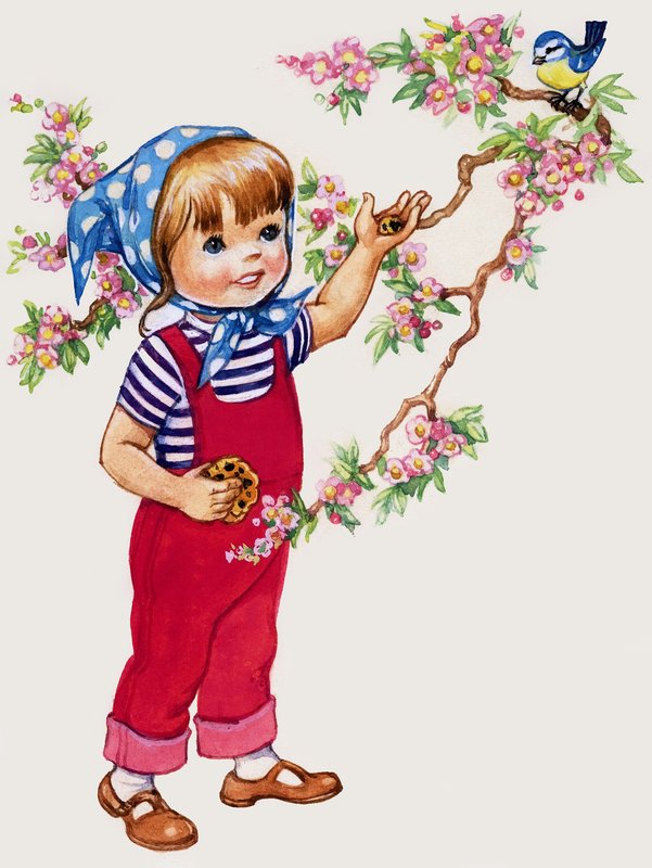 Girl Feeding Blue Tit by Jesus Blasco