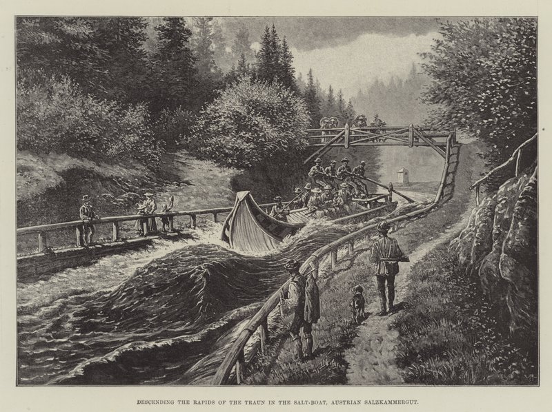 Descending the Rapids of the Traun in the Salt-Boat, Austrian Salzkammergut by Johann Nepomuk Schonberg