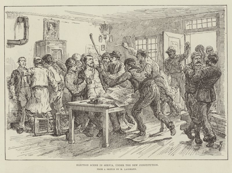 Election Scene in Servia, under the New Constitution by Johann Nepomuk Schonberg