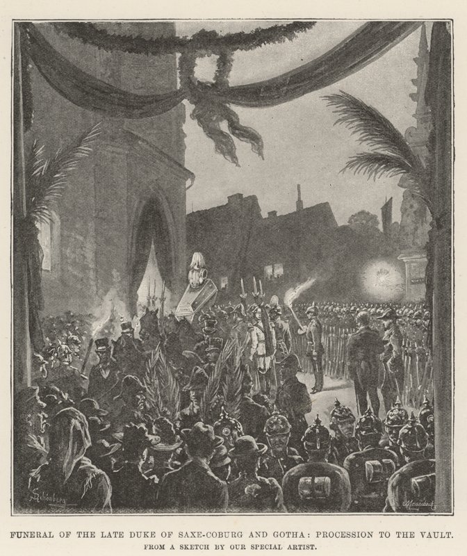 Funeral of the late Duke of Saxe-Coburg and Gotha, Procession to the Vault by Johann Nepomuk Schonberg
