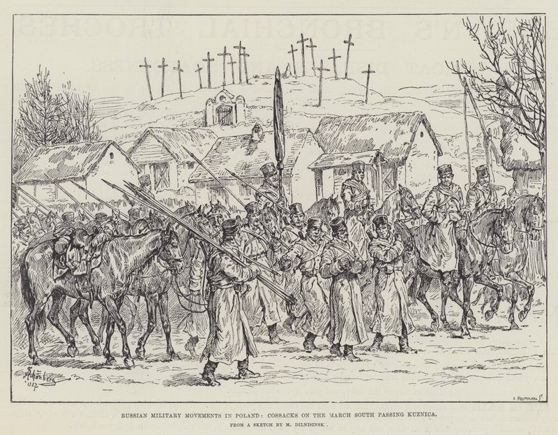Russian Military Movements in Poland, Cossacks on the March South passing Kuznica by Johann Nepomuk Schonberg