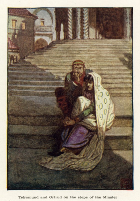Telramund and Ortrud on the Steps of the Minster by John Byam Liston Shaw