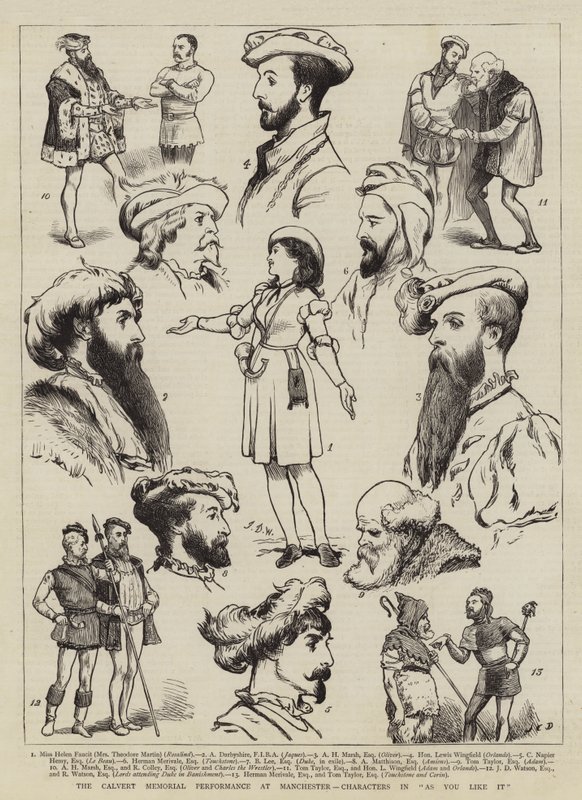 The Calvert Memorial Performance at Manchester, Characters in As You Like It by John Charles Dollman
